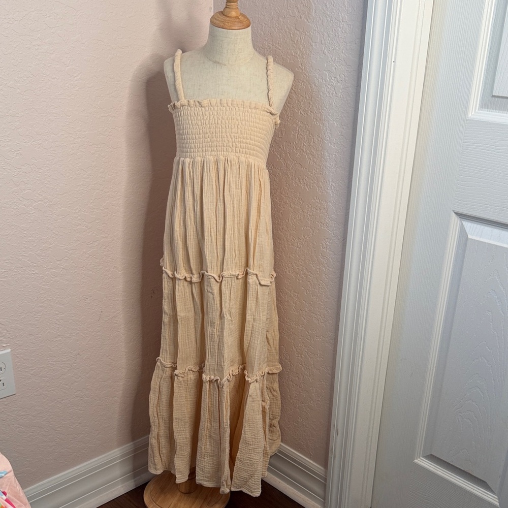 Indie Blue Cream Maxi Dress with Tiered Design size 8